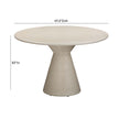 TOV Furniture Fern Beige Textured Faux Plaster Concrete Indoor / Outdoor Round Dining Table