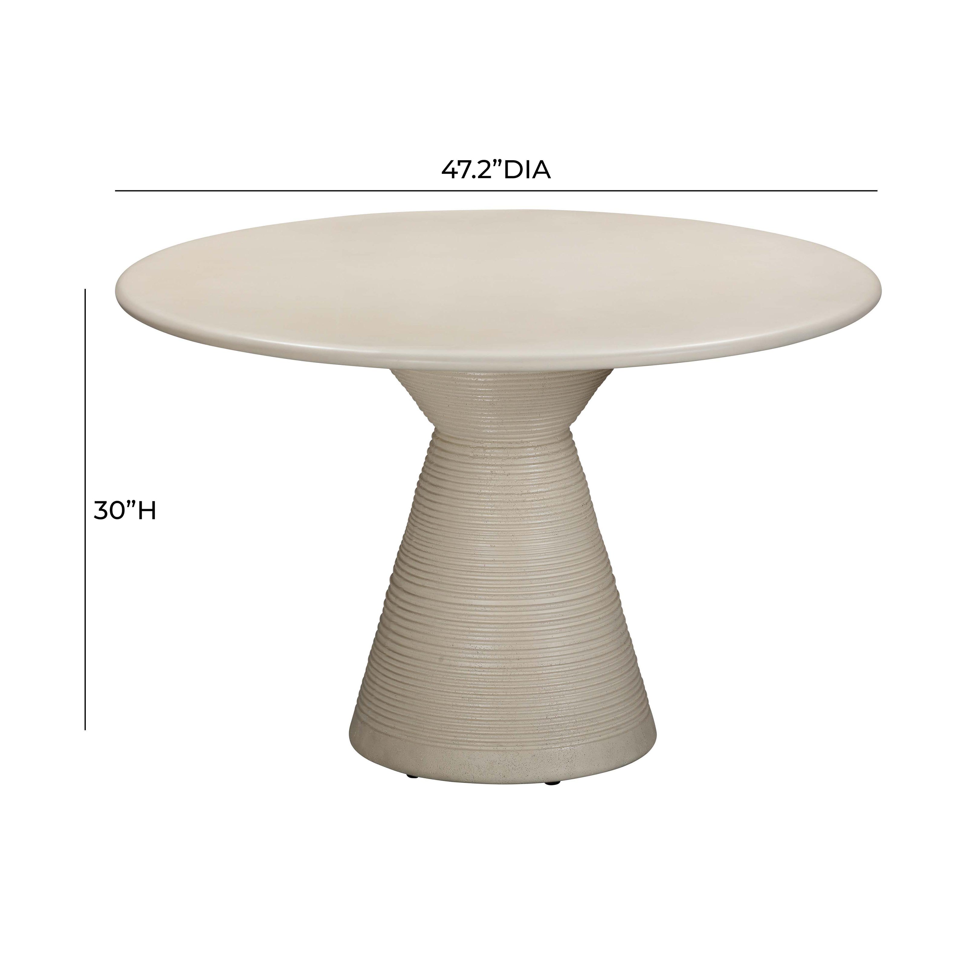 TOV Furniture Fern Beige Textured Faux Plaster Concrete Indoor / Outdoor Round Dining Table