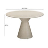 TOV Furniture Fern Beige Textured Faux Plaster Concrete Indoor / Outdoor Round Dining Table