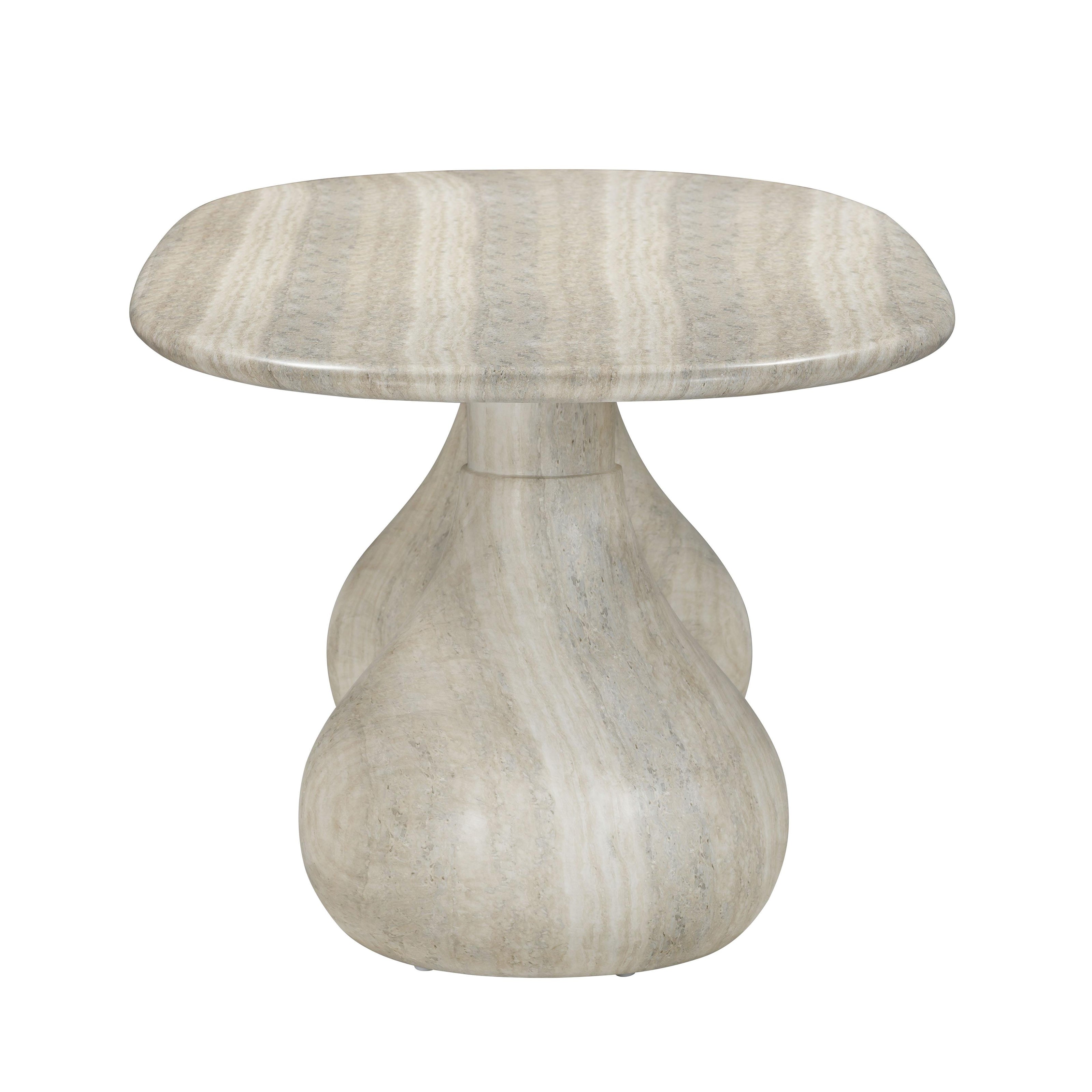 TOV Furniture Smooch Faux Travertine Indoor / Outdoor Pedestal Dining Table