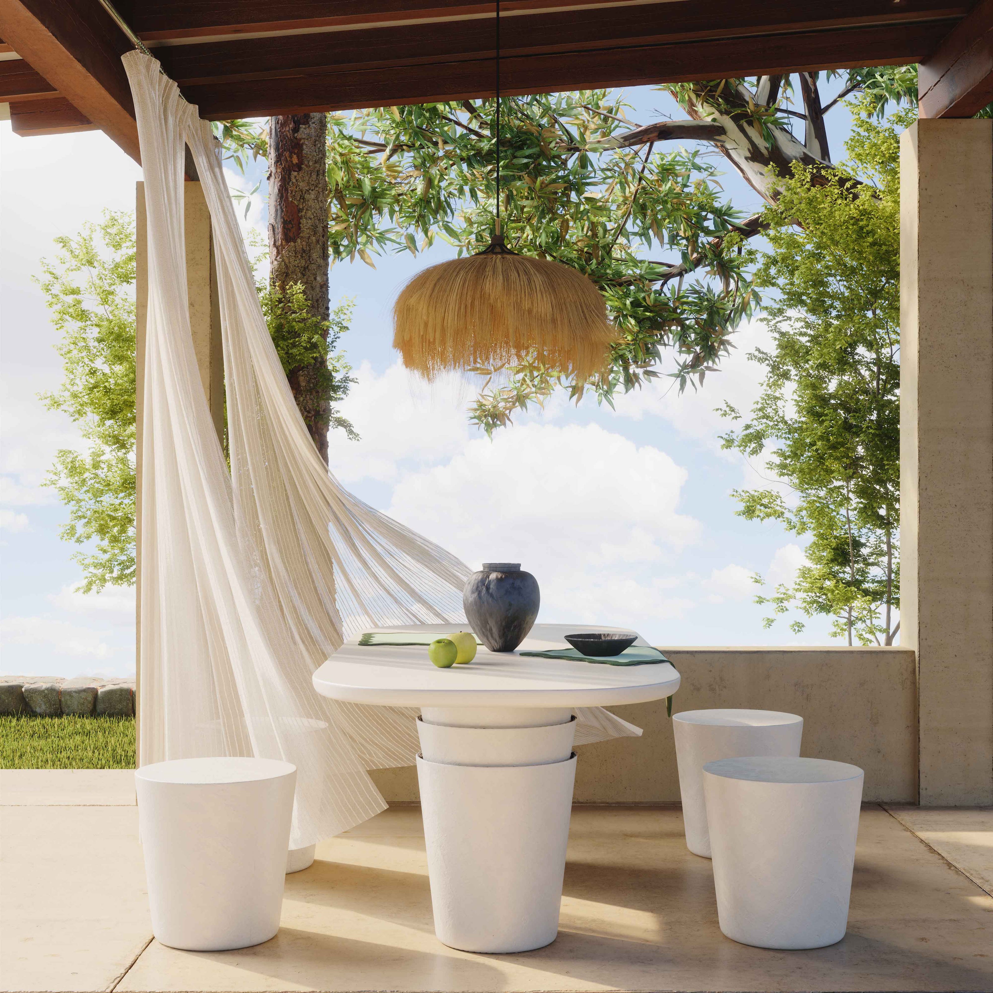 TOV Furniture Margot Light Grey Faux Plaster Indoor / Outdoor Concrete Stool