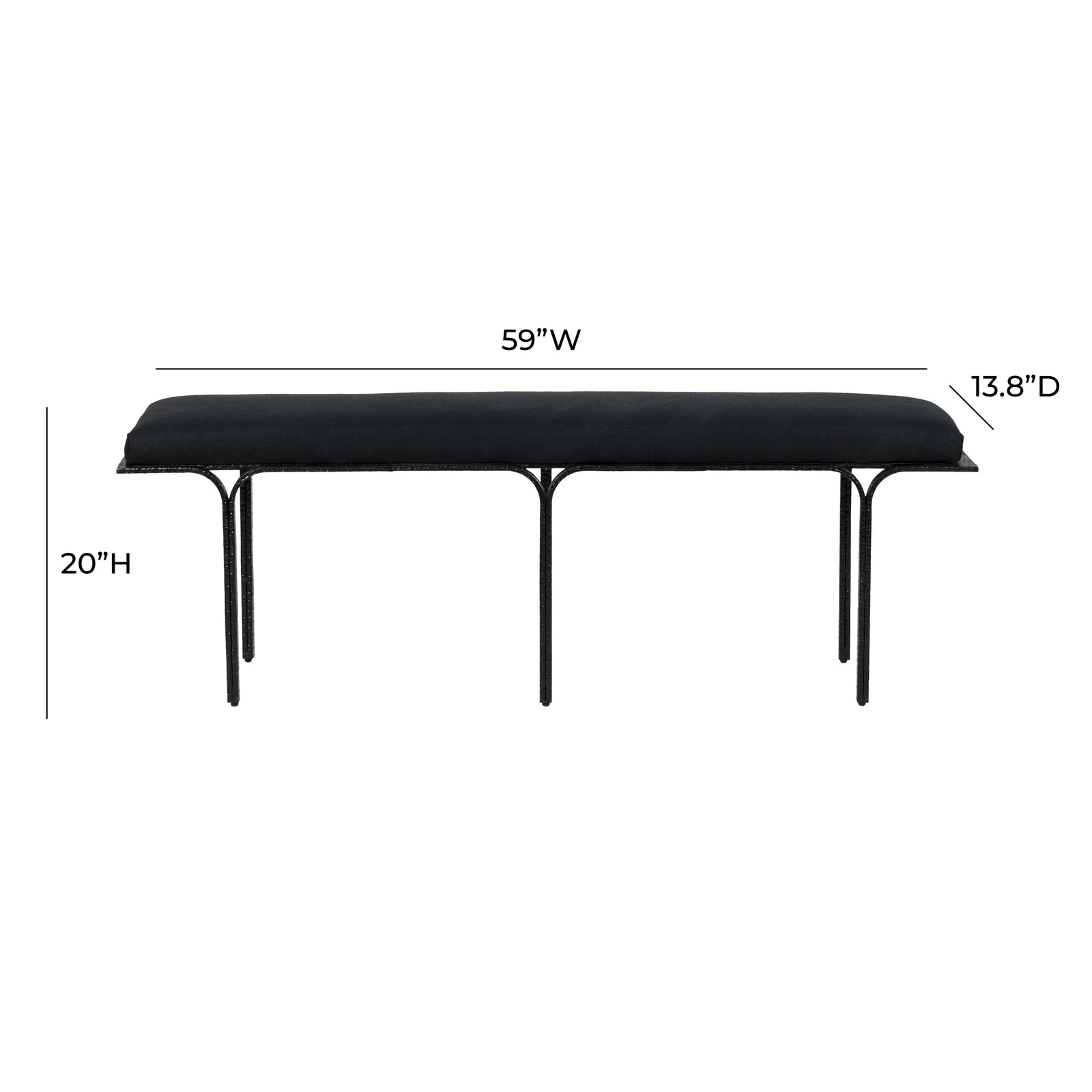 TOV Furniture Bryn Black Linen Bench