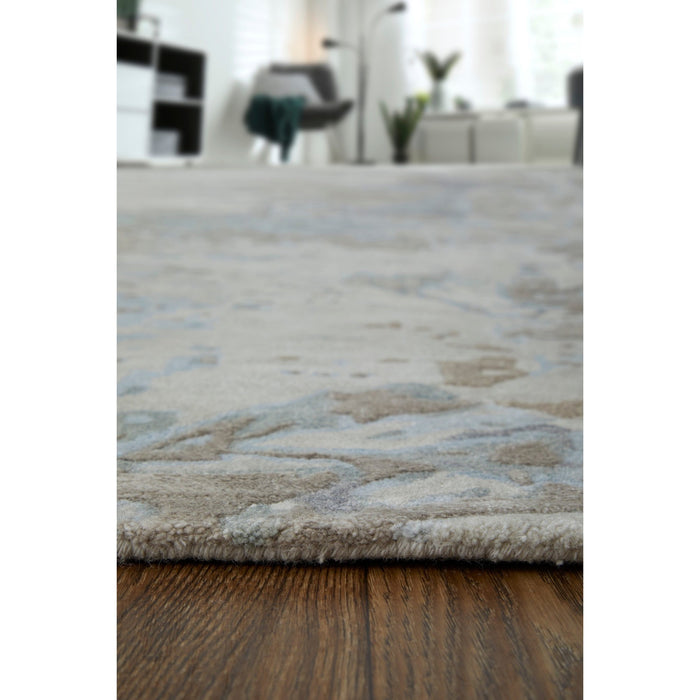 Feizy Zarah 8918F Modern Watercolor Rug in Gray/Tan/Blue