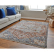 Feizy Kaia 39HXF Transitional Medallion in Orange/Ivory/Blue