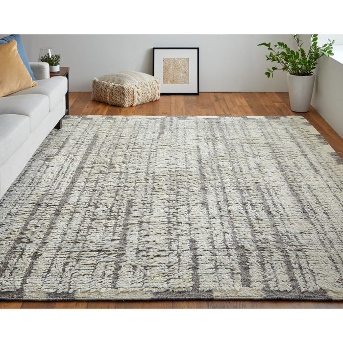 Feizy Ashby 8906F Transitional Stripes Rug in Ivory/Gray