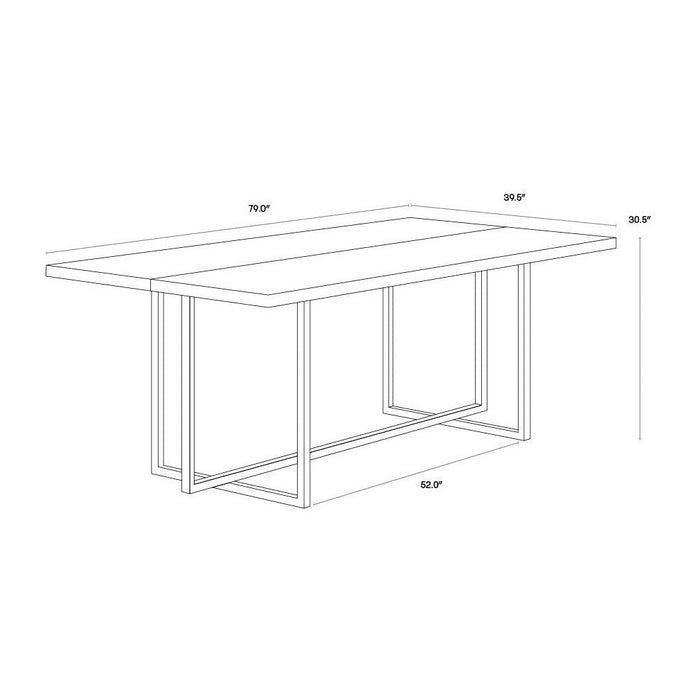 Sunpan Jade Dining Table - Antique Silver - Ash Grey - 79"