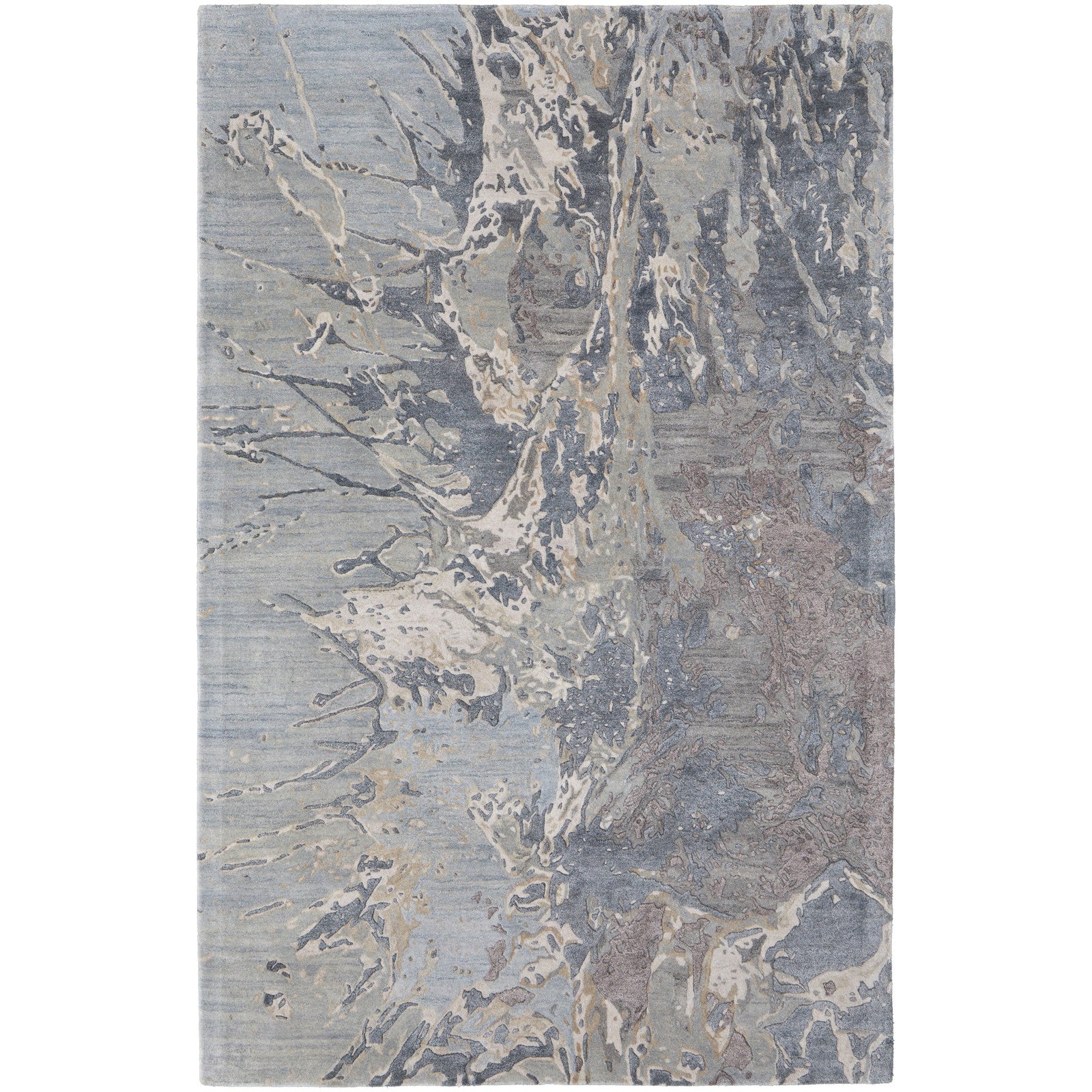 Feizy Zarah 8918F Modern Watercolor Rug in Blue/Taupe/Green