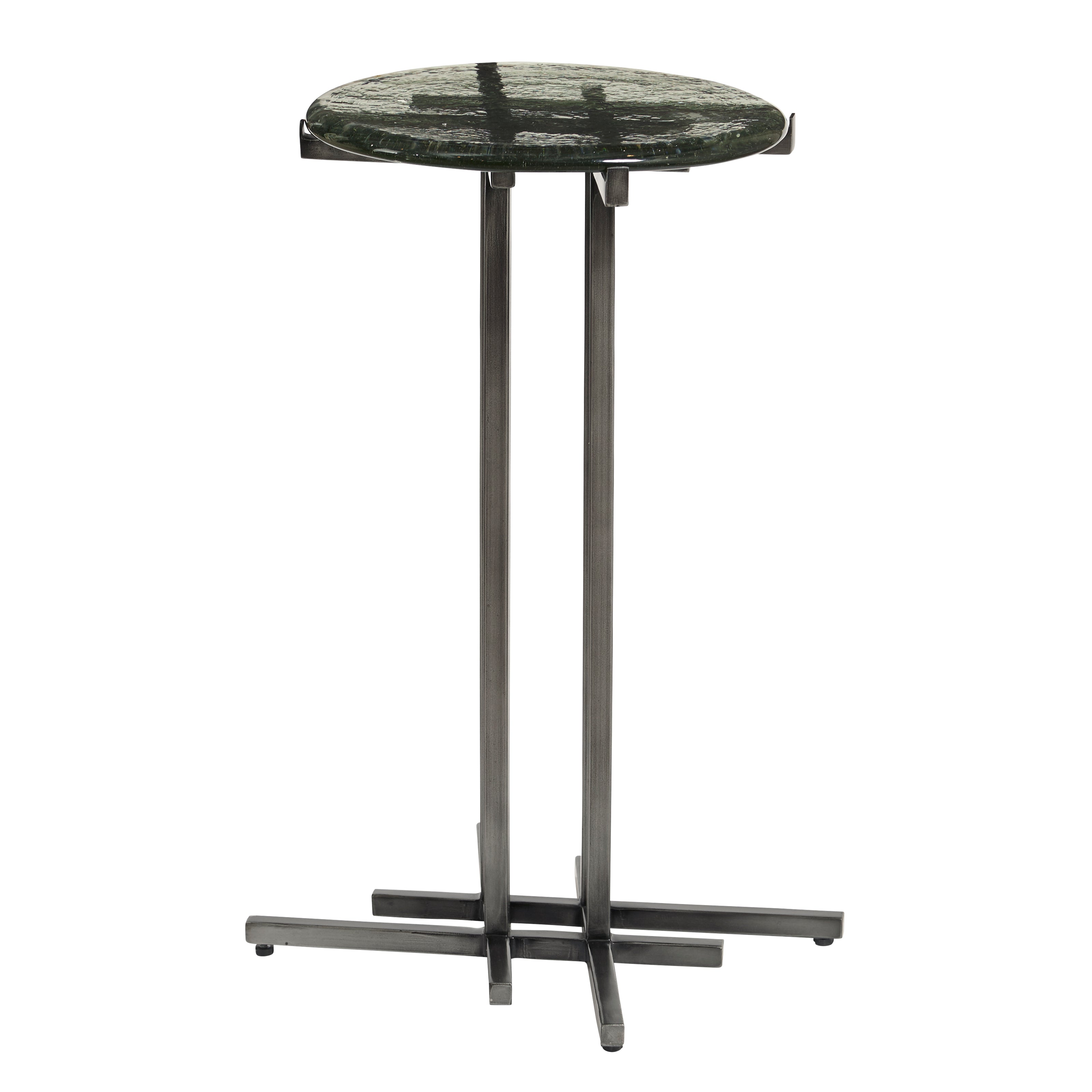 Pulaski Furniture Accents Glass Top Spot Table with Metal Base Pedestal