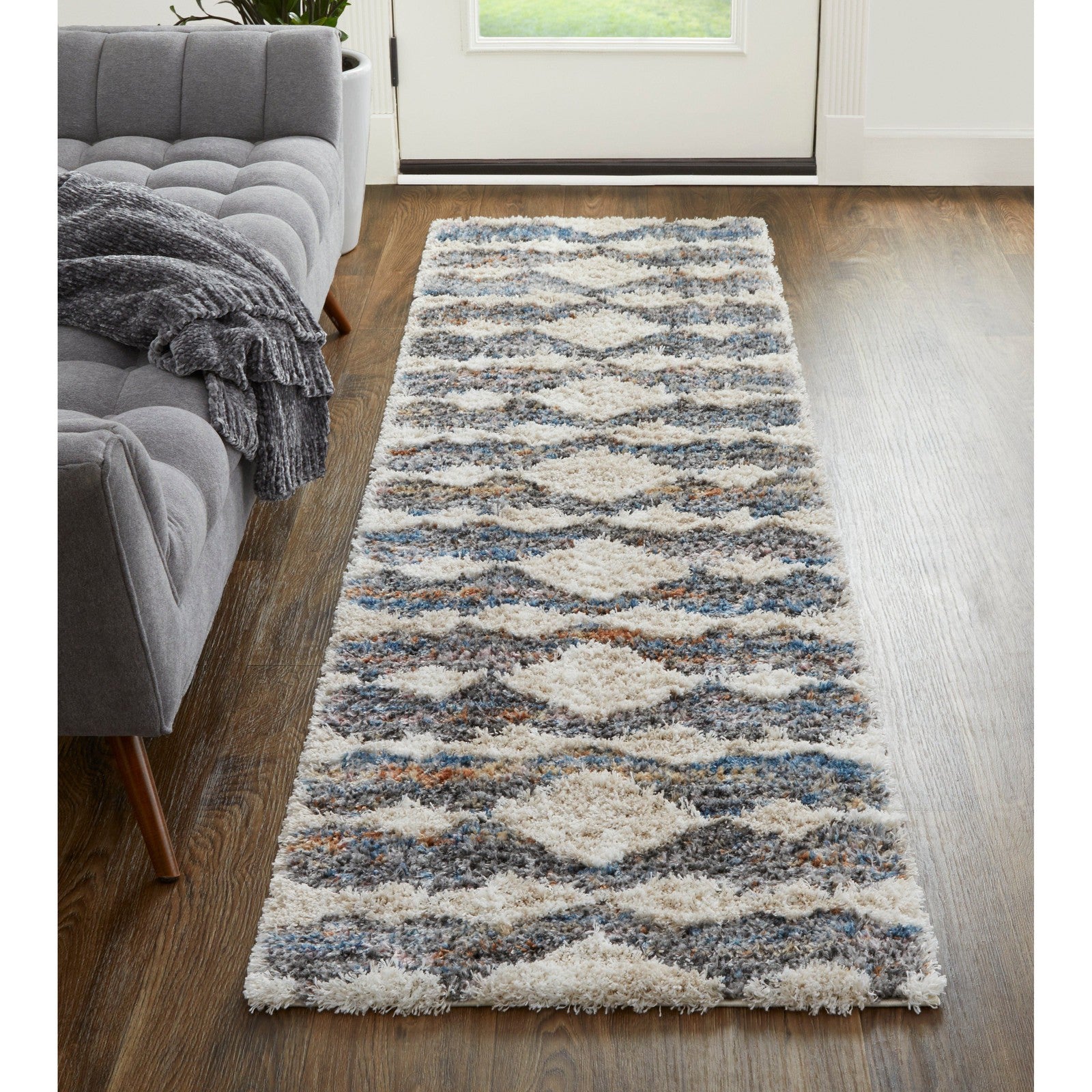Feizy Mynka 39IFF Transitional Diamond in Tan/Ivory/Blue