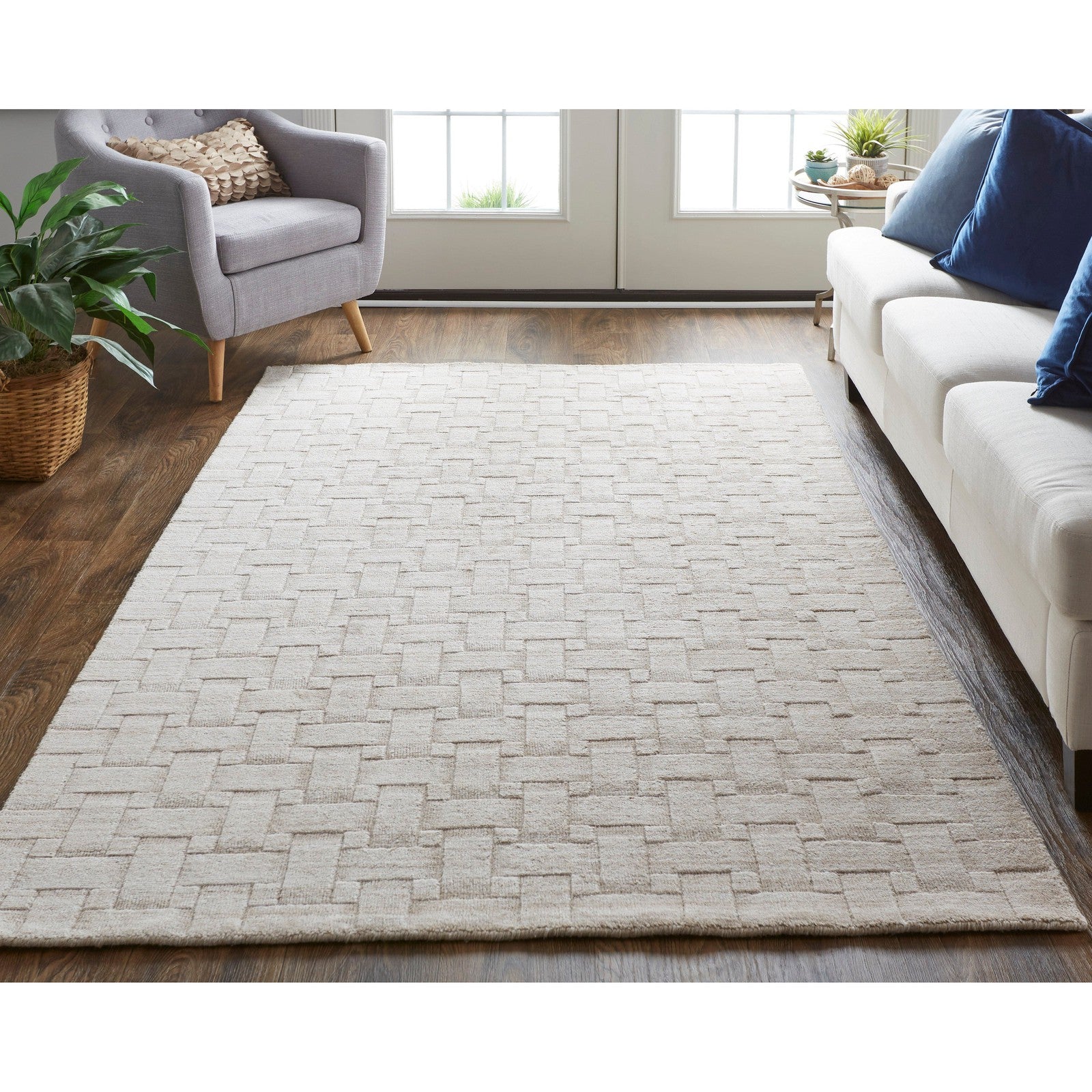 Feizy Redford 8669F Transitional Solid in Ivory