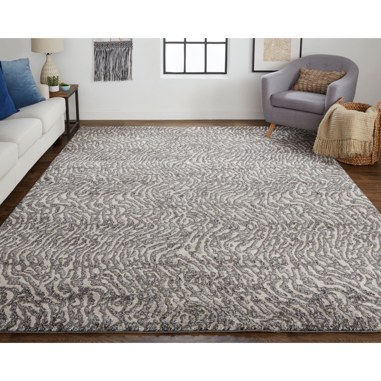 Feizy Vancouver 39FJF Modern Abstract in Gray/Taupe/Ivory