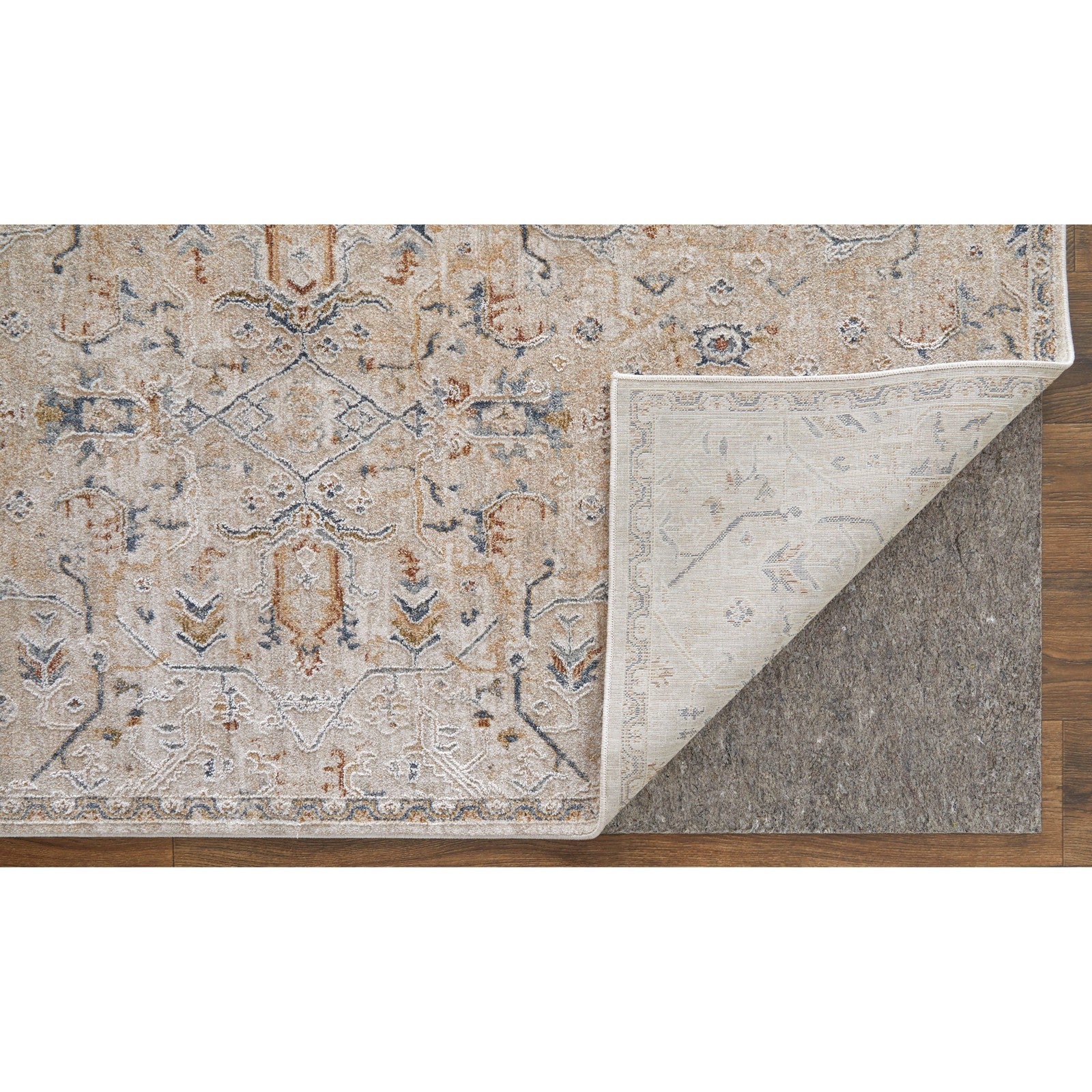 Feizy Pasha 39M6F Transitional Distressed in Taupe/Ivory/Blue