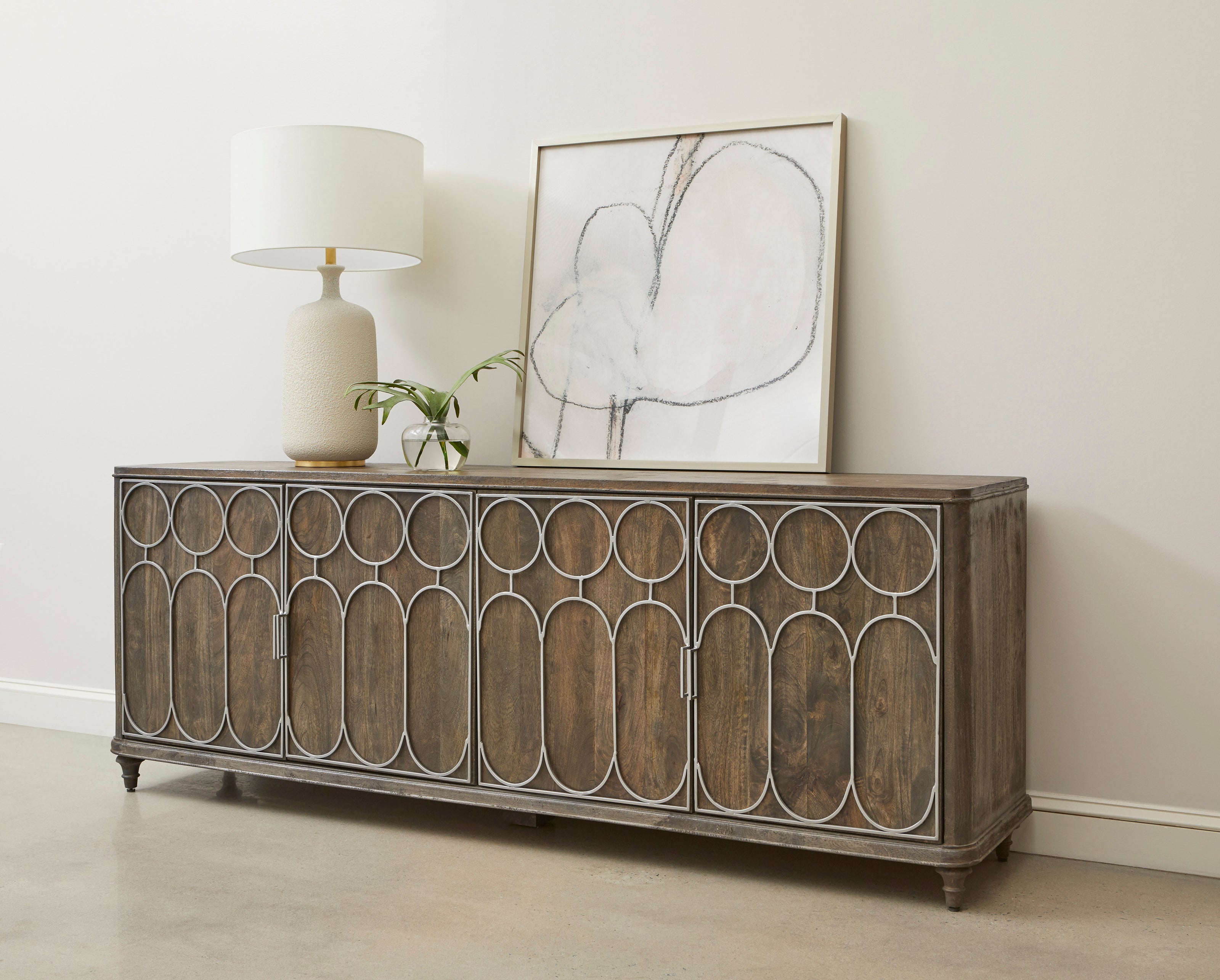 Pulaski Furniture Accents 4-Door Console with Tray Drawers