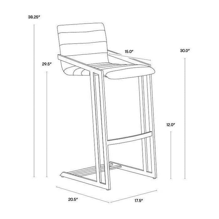 Sunpan Webber Barstool - Bravo Cognac - Set of 2