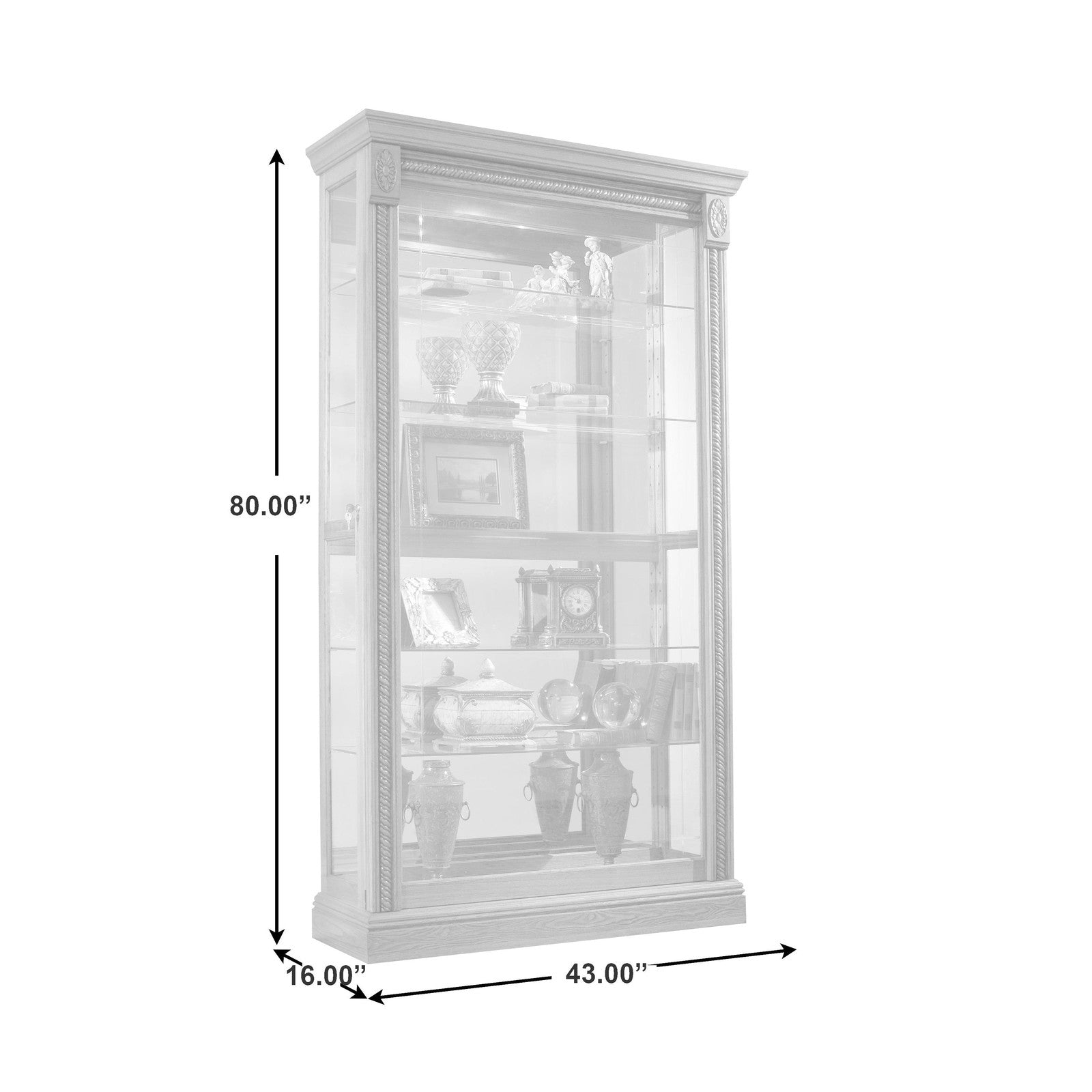 Pulaski Furniture PFC Curios Lighted Sliding Door 5 Shelf Curio Cabinet