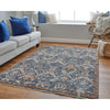 Feizy Kaia 39HRF Transitional Floral & Botanical in Blue/Orange/Ivory
