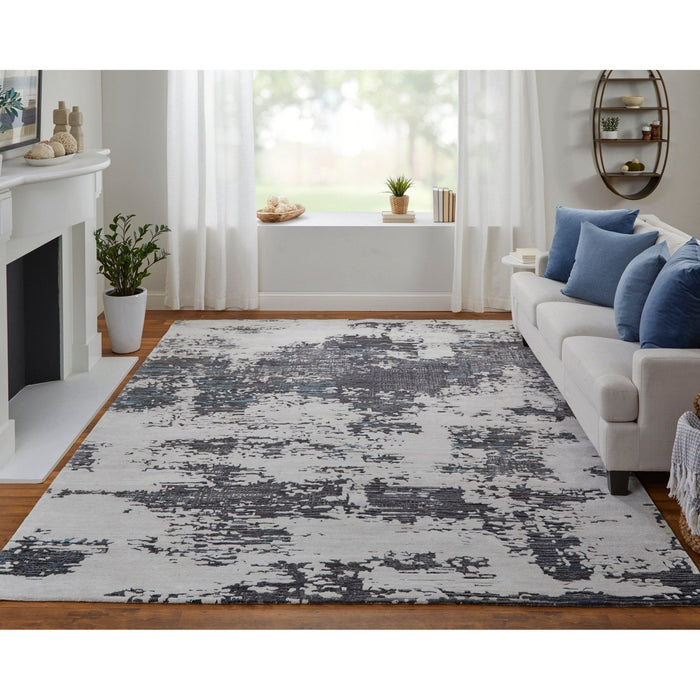 Feizy Zarah 8917F Modern Abstract Rug in Ivory/Gray/Blue