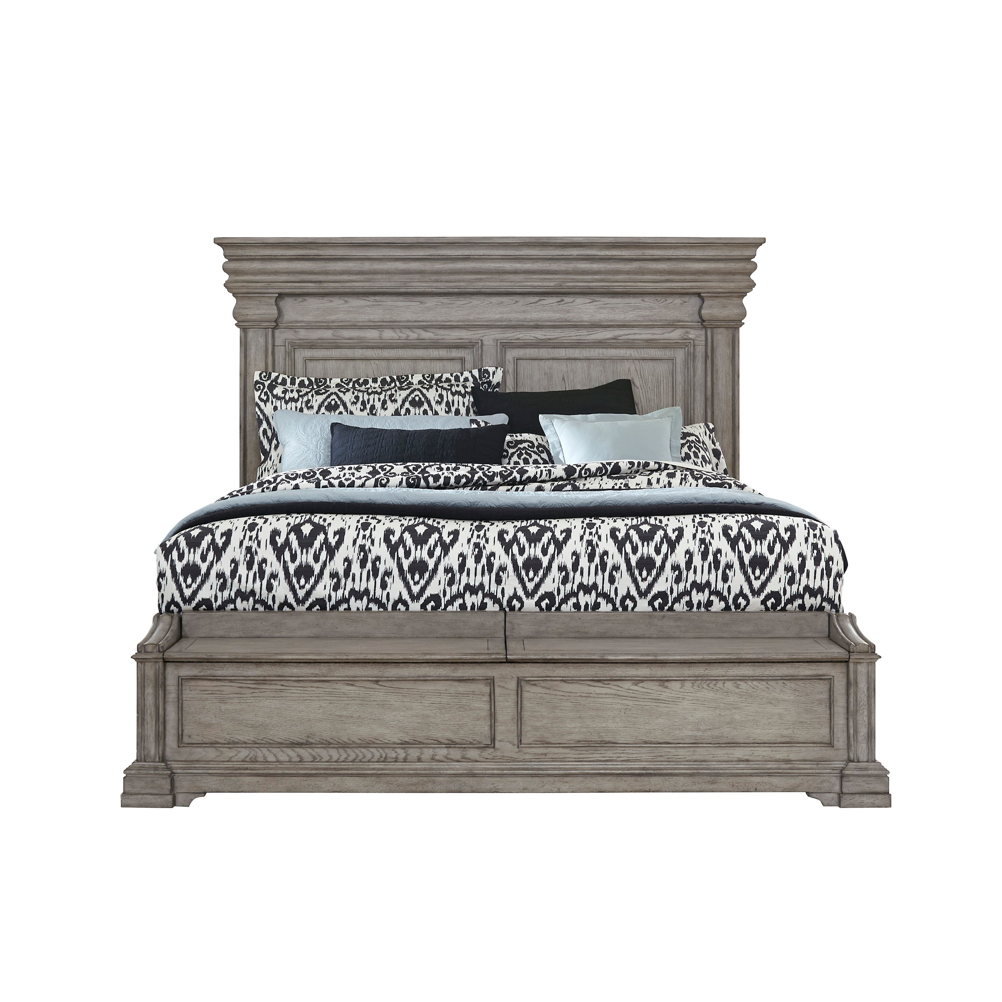 Pulaski Furniture Madison Ridge Panel Queen Bed with Blanket Chest Footboard