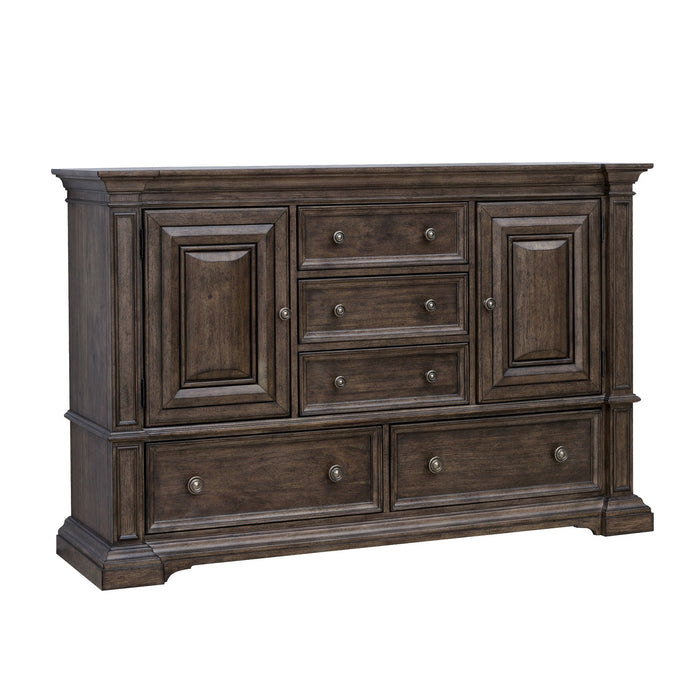 Pulaski Furniture Woodbury 5-Drawer, 2 Cabinet Dresser & Mirror Set