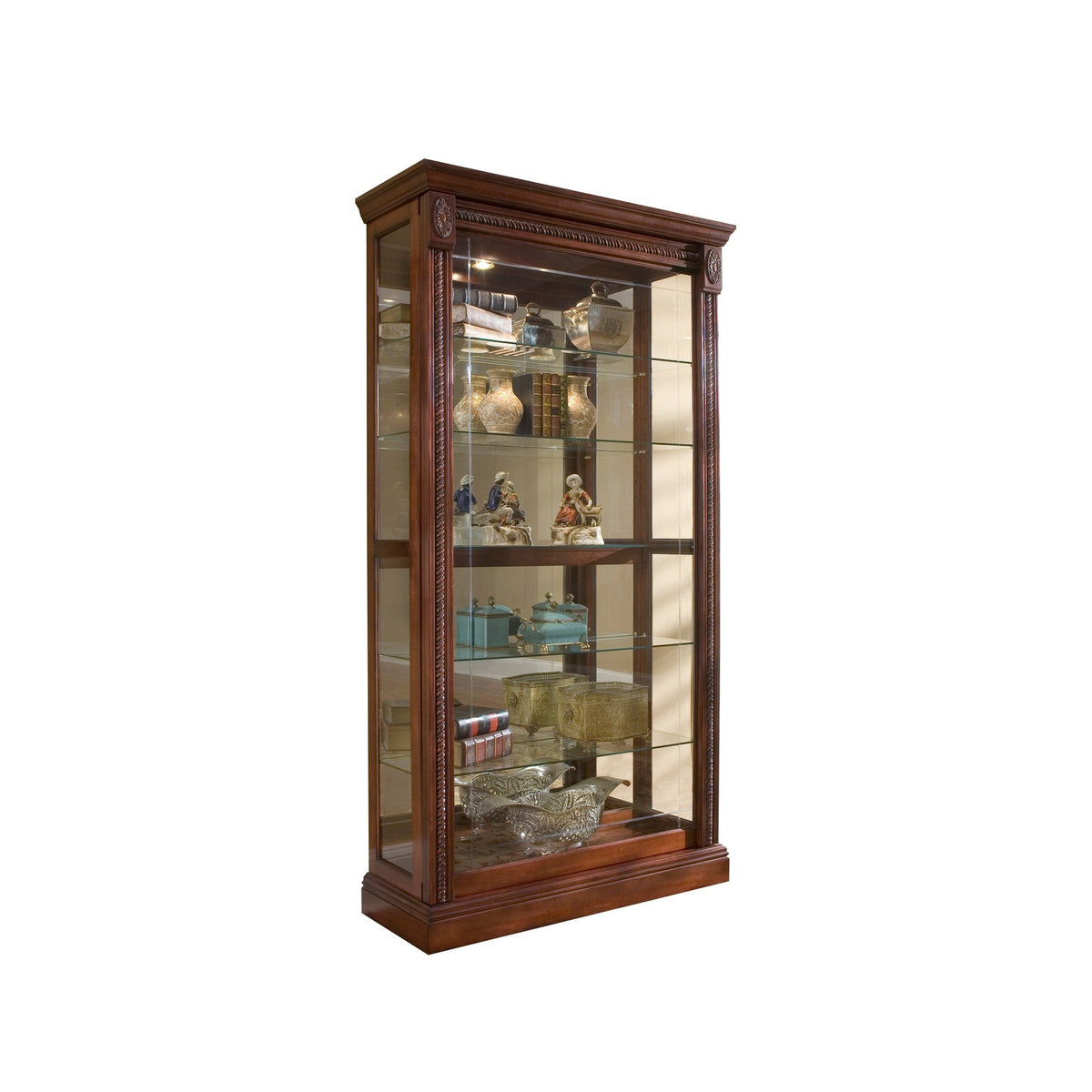 Pulaski Furniture PFC Curios Lighted Sliding Door 5 Shelf Curio Cabine ...