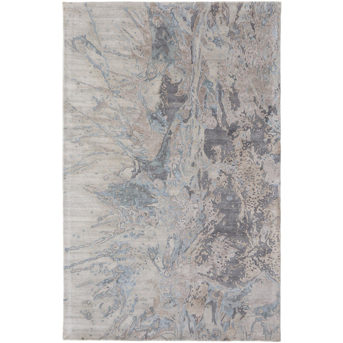 Feizy Zarah 8918F Modern Watercolor Rug in Gray/Tan/Blue