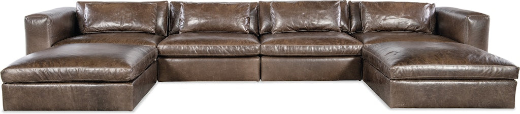 M Furniture Wilder 6 Piece Leather Sectional