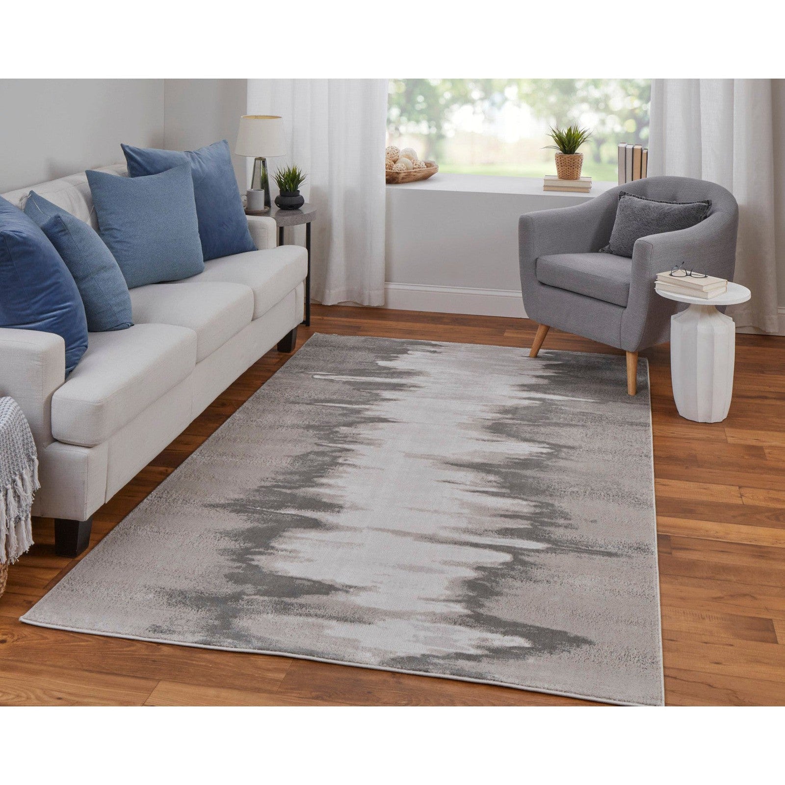 Feizy Micah 39LQF Modern Abstract Rug in Gray/Taupe/Ivory