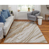 Feizy Aura 39LLF Modern Abstract Rug in Ivory/Taupe/Gold