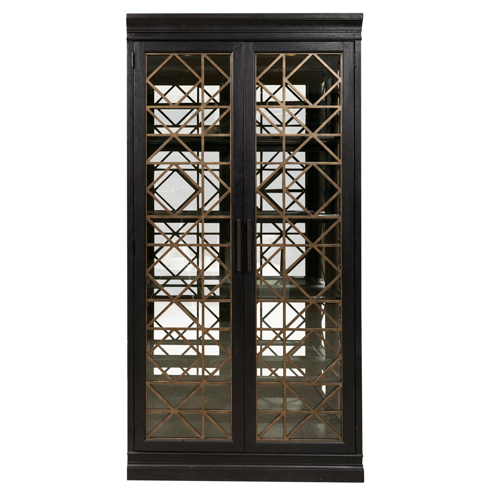 Pulaski Furniture 4 Shelf Display Cabinet with Decorative Glass Doors