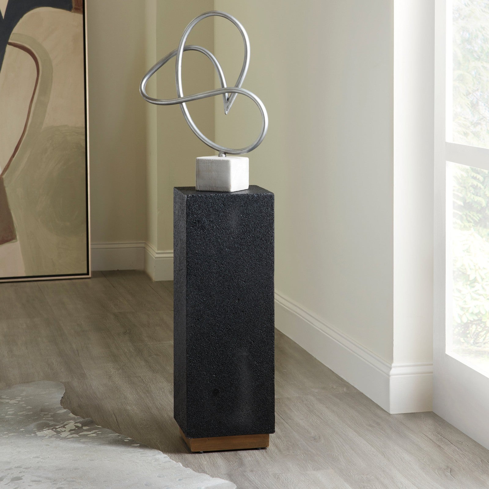 Pulaski Furniture Small Lava Stone Metal Base Pedestal