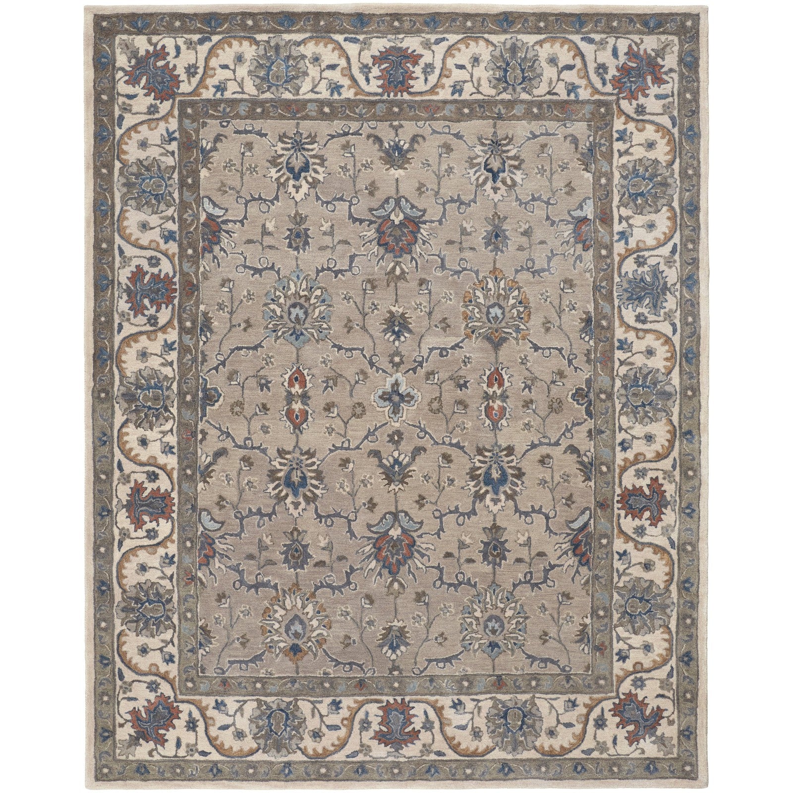 Feizy Rylan 8640F Transitional Oriental in Taupe/Ivory/Blue