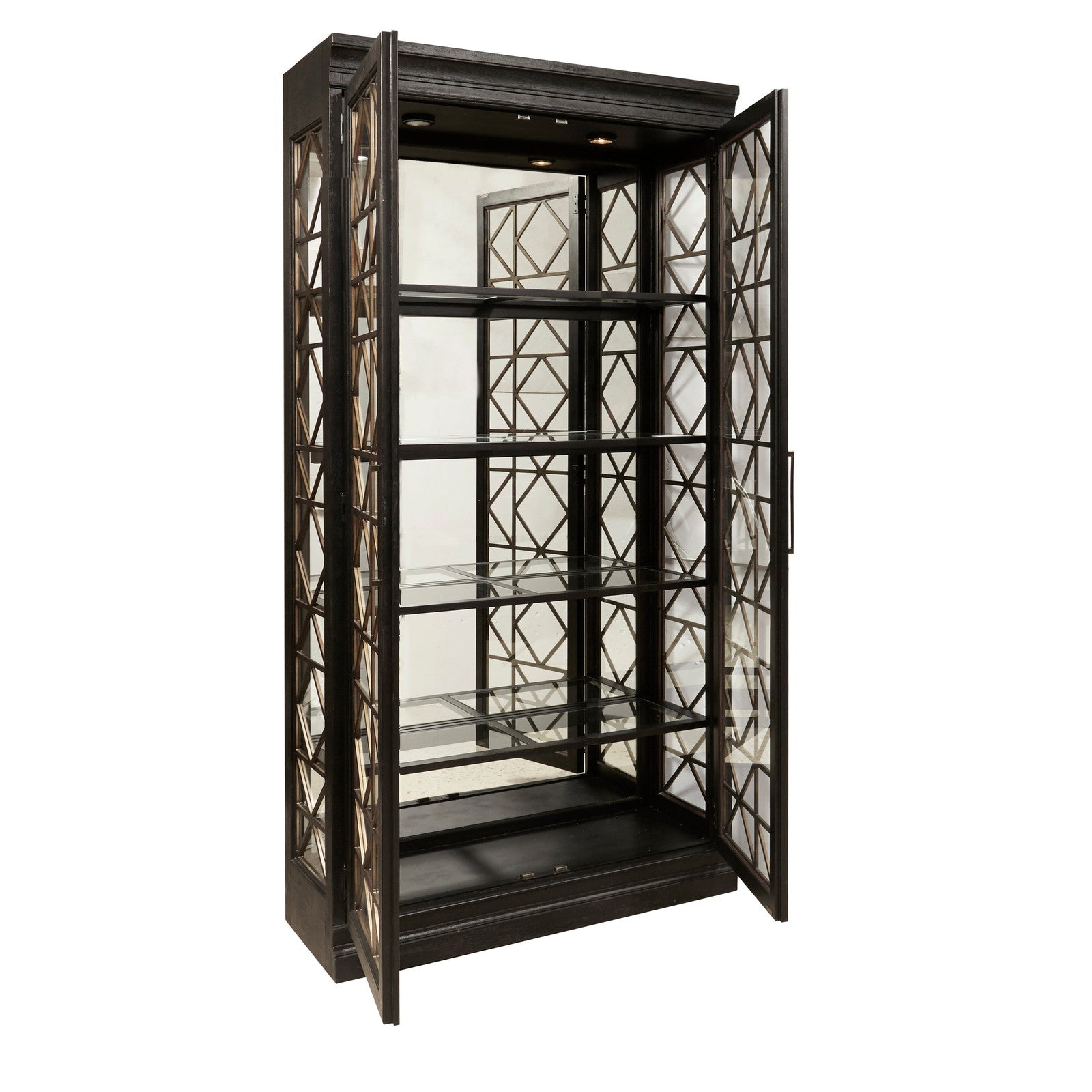 Pulaski Furniture 4 Shelf Display Cabinet with Decorative Glass Doors
