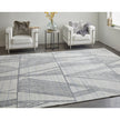 Feizy Whitton 8893F Modern Abstract Rug in Ivory/Black