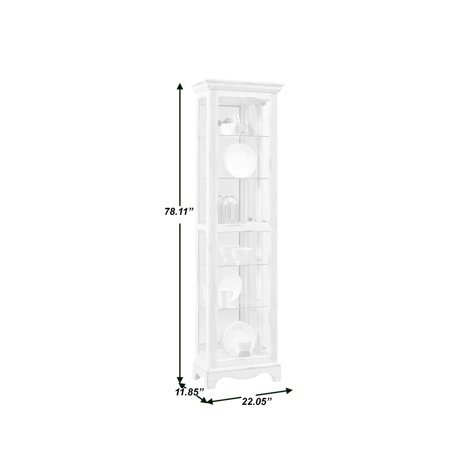 Pulaski Furniture PFC Curios Single Side Entry 5 Shelf Curio Cabinet