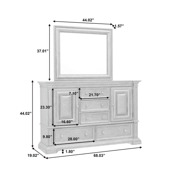 Pulaski Furniture Woodbury 5-Drawer, 2 Cabinet Dresser & Mirror Set