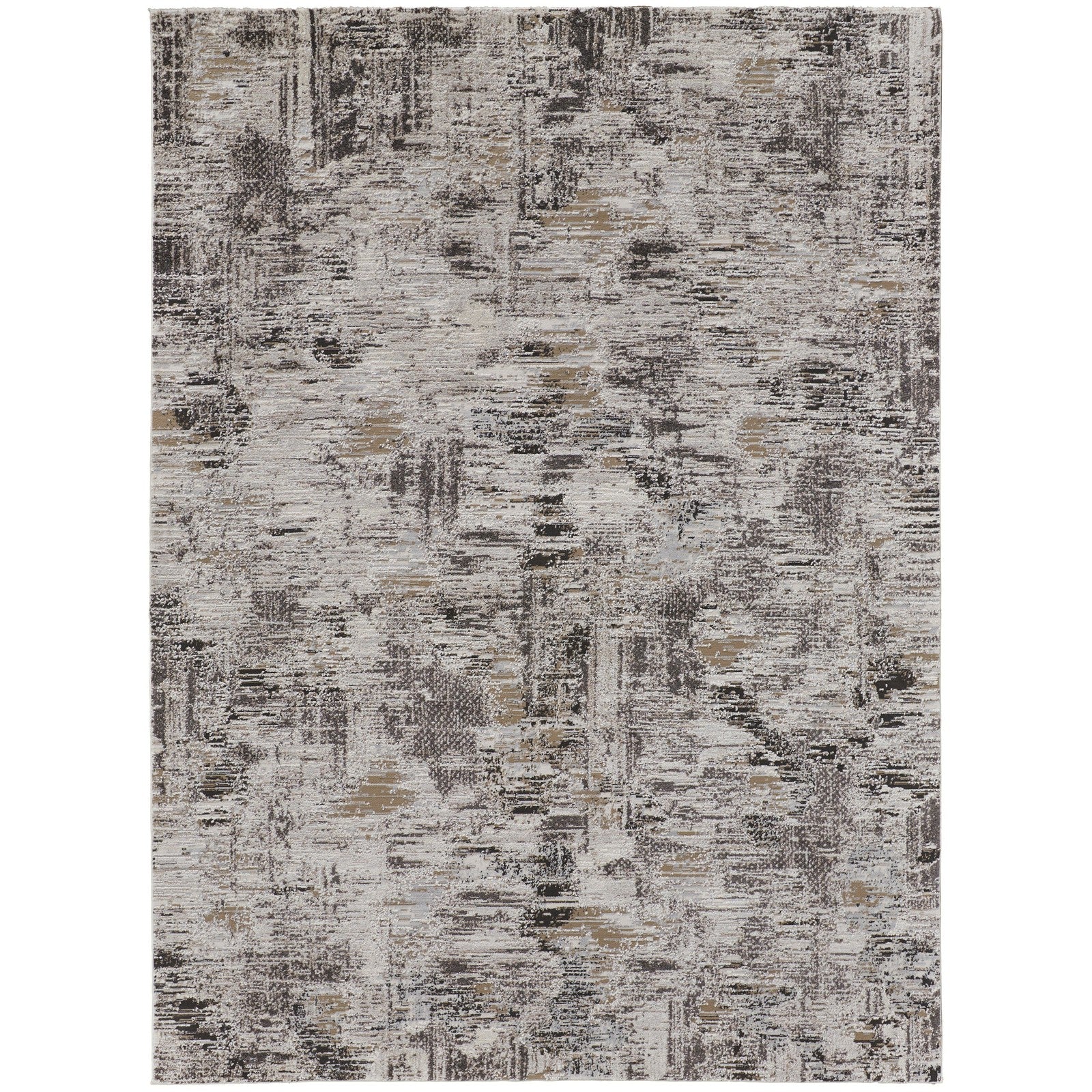 Feizy Vancouver 39FHF Modern Abstract in Ivory/Gray/Brown