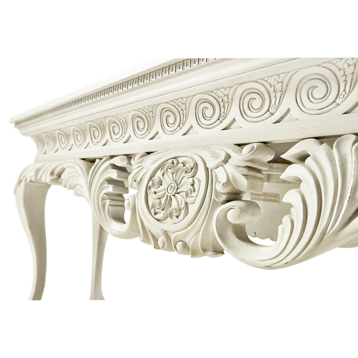 Jonathan Charles Incus Carved Console with Wood Top 496151