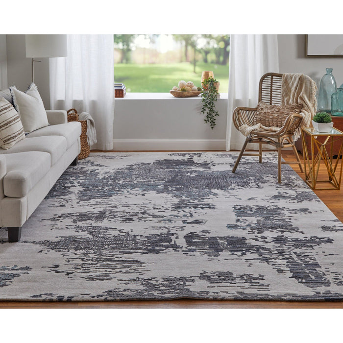 Feizy Zarah 8917F Modern Abstract Rug in Ivory/Gray/Blue