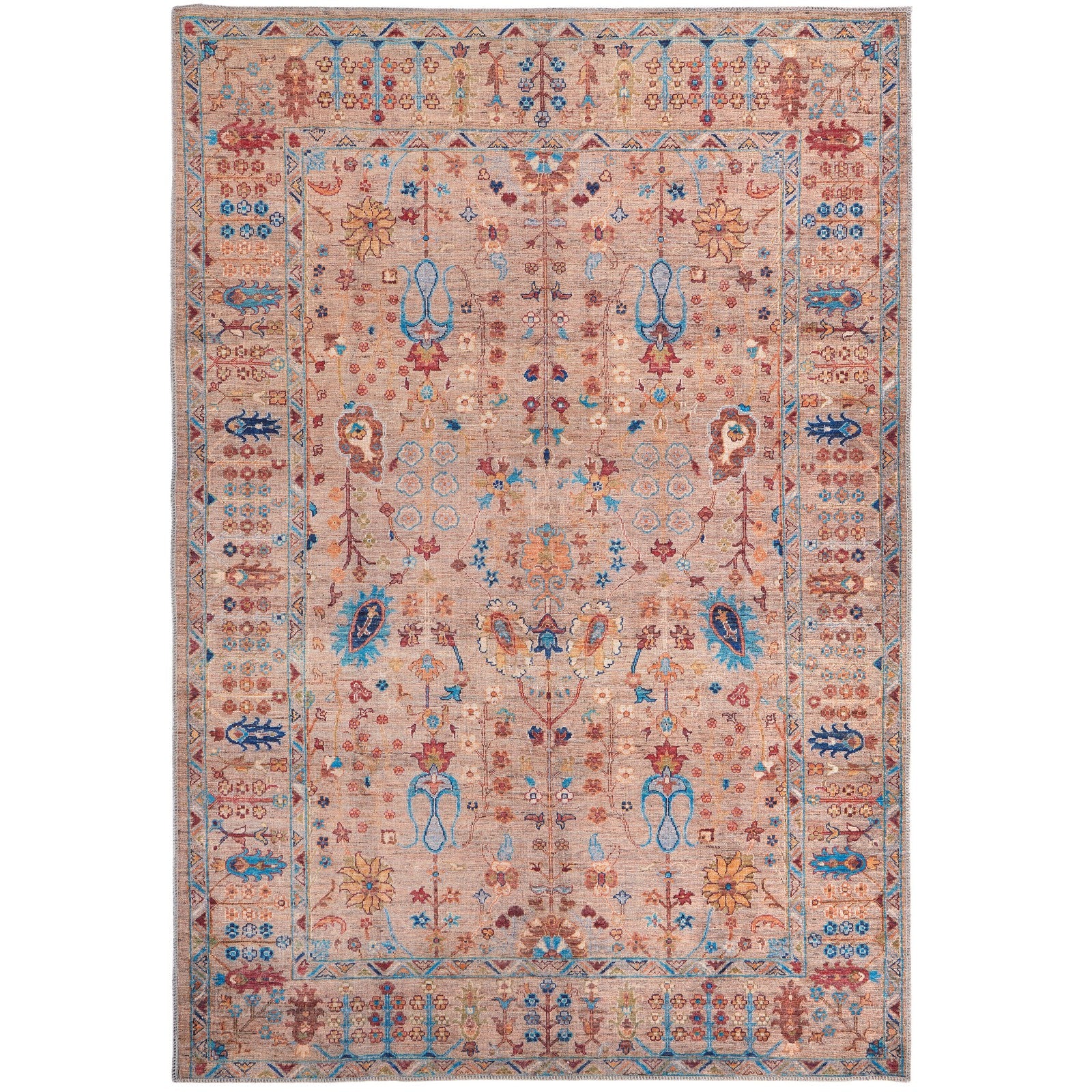 Feizy Rawlins 39HPF Transitional Moroccan in Tan/Pink/Blue