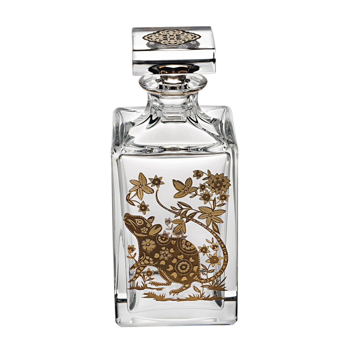 Vista Alegre Golden Whisky Decanter with Gold Rat