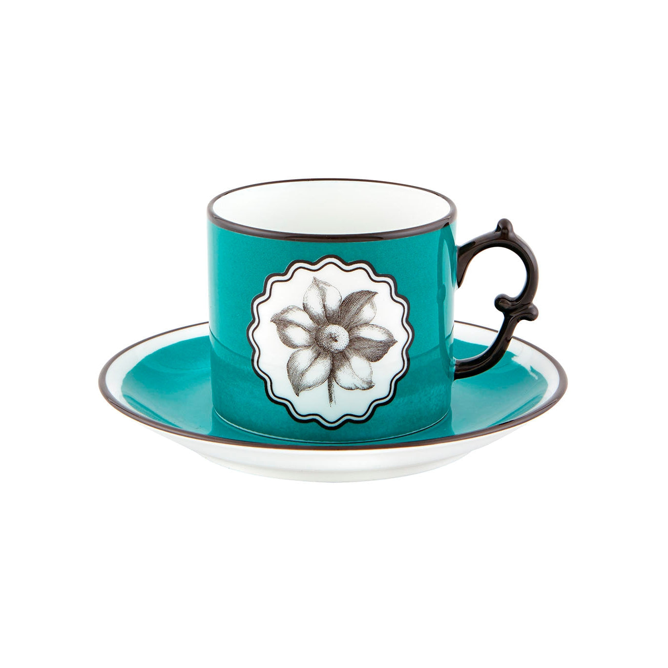 Vista Alegre Christian Lacroix - Herbariae Tea Cups And Saucer Pink And Peacock By Christian Lacroix - Set of 2