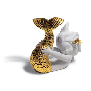 Lladro Playing at Sea Mermaid Figurine