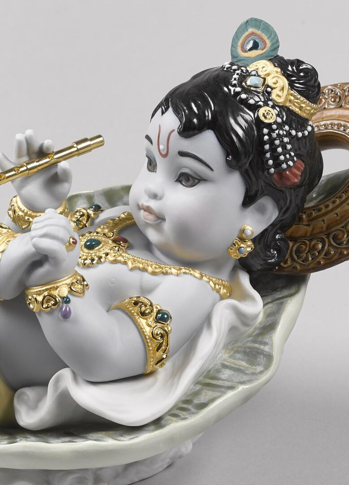 Lladro Krishna on Leaf Figurine