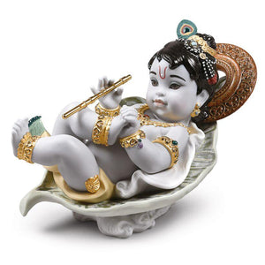 Lladro Krishna on Leaf Figurine