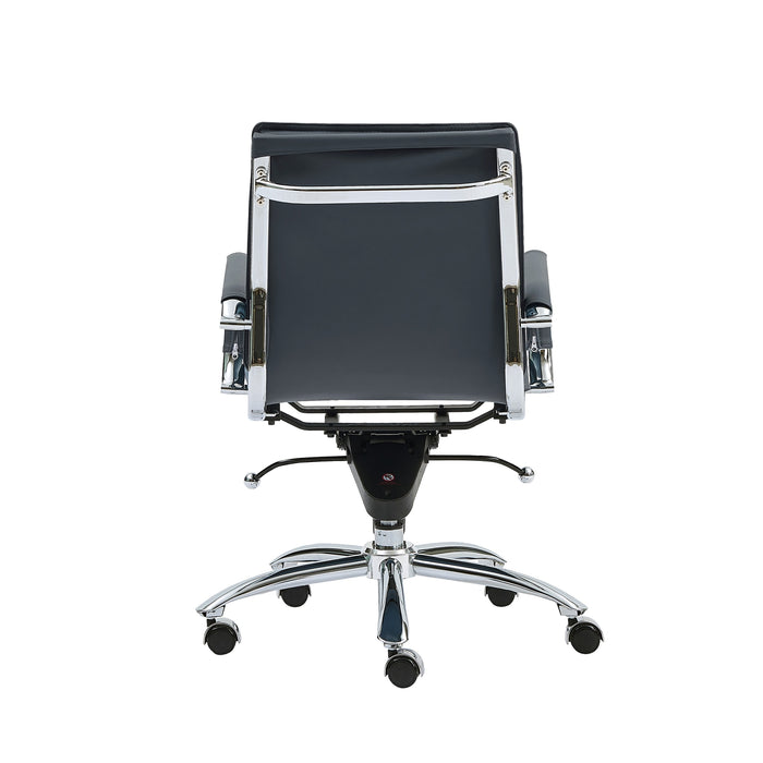 Leander Low Back Office Chair with Brushed Nickel Base