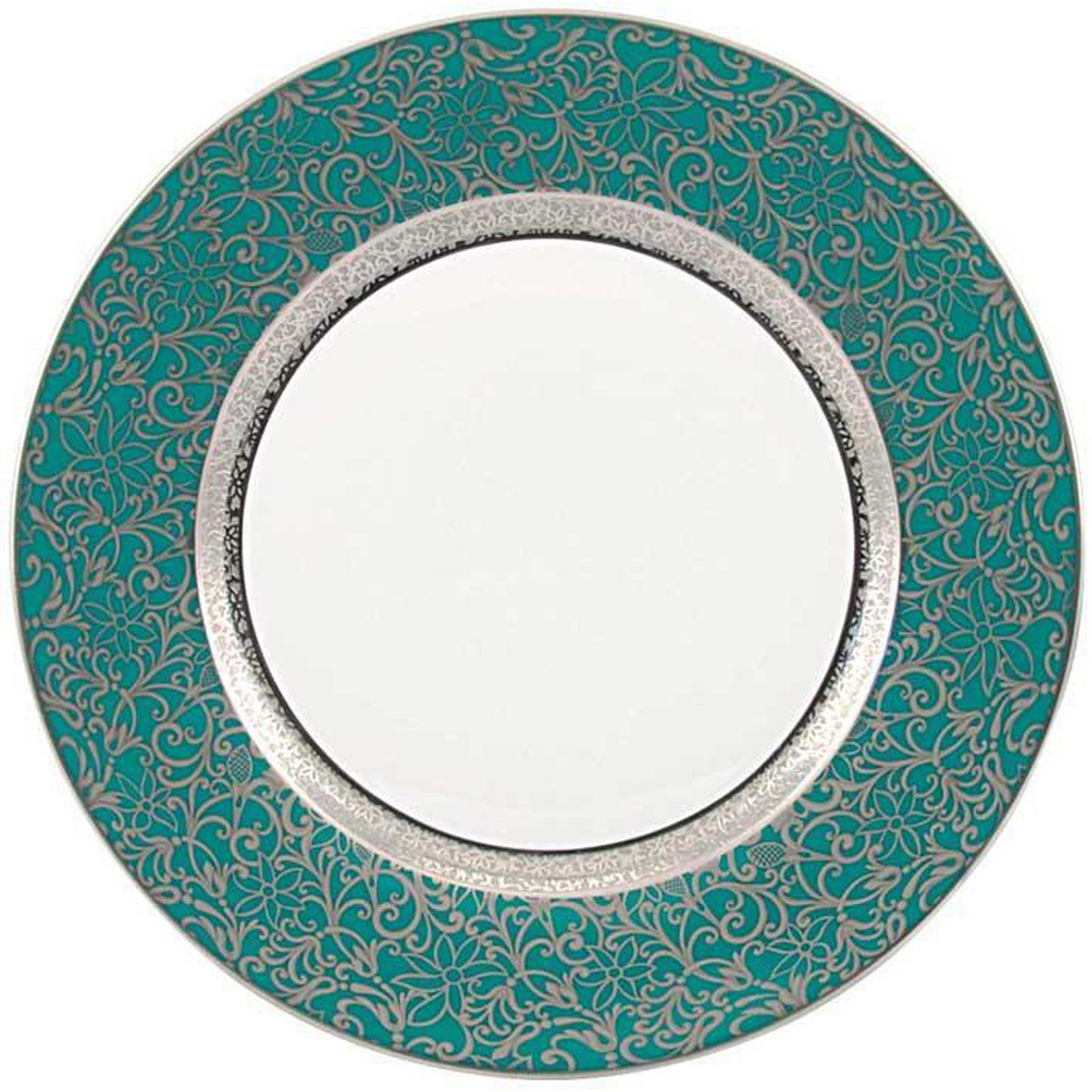 Raynaud Tolede Platinum Turquoise Salad Cake Plate