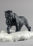 Lladro Black Panther with Cub Figurine