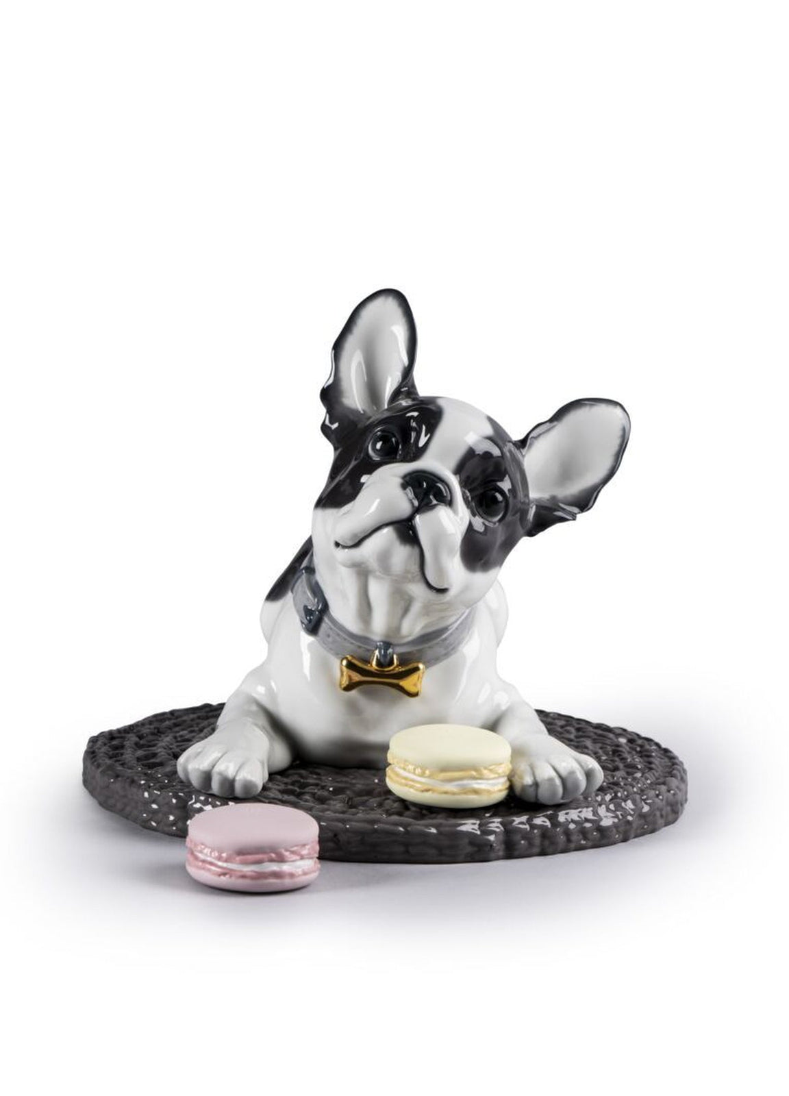 Lladro French Bulldog with Macarons Dog Figurine