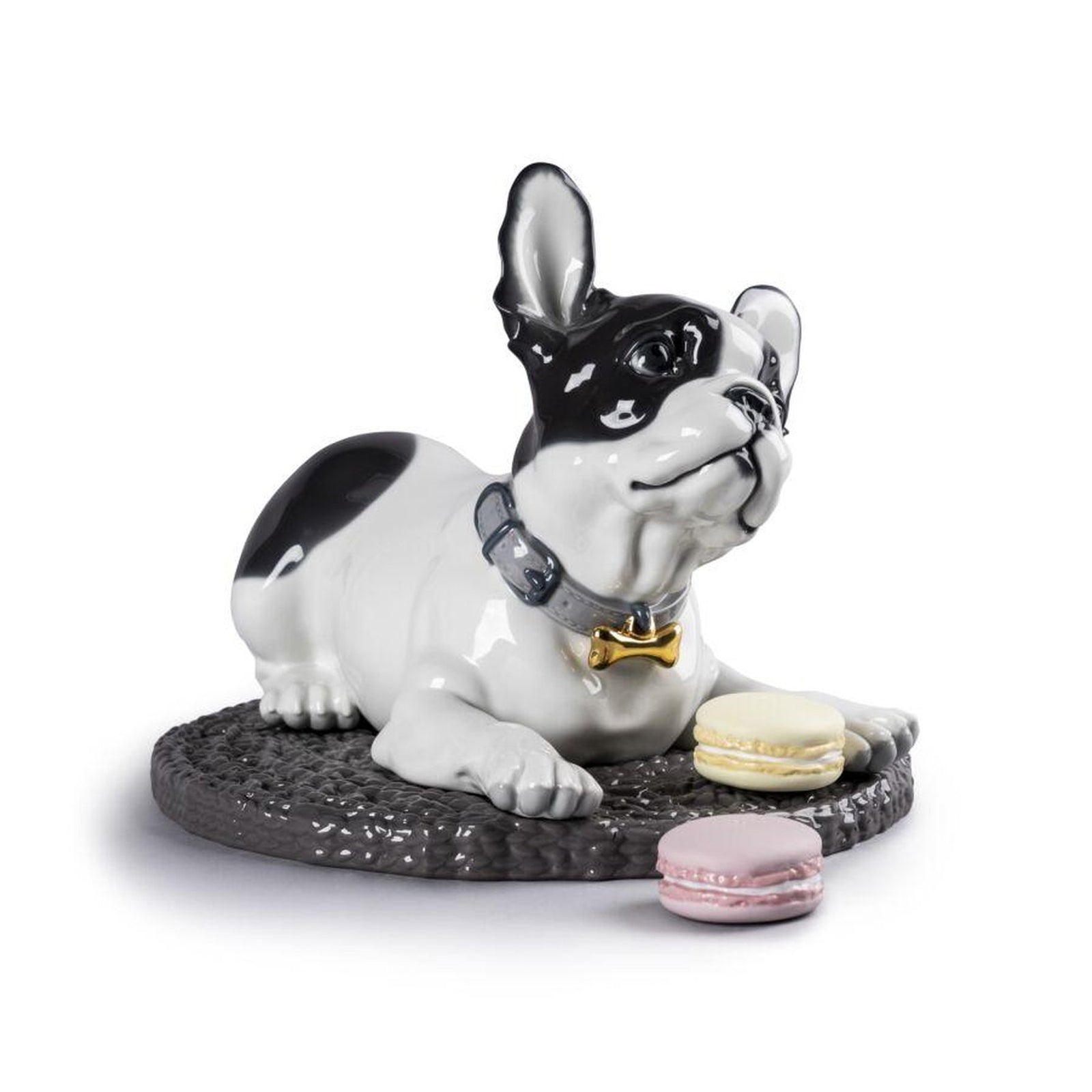 Lladro French Bulldog with Macarons Dog Figurine