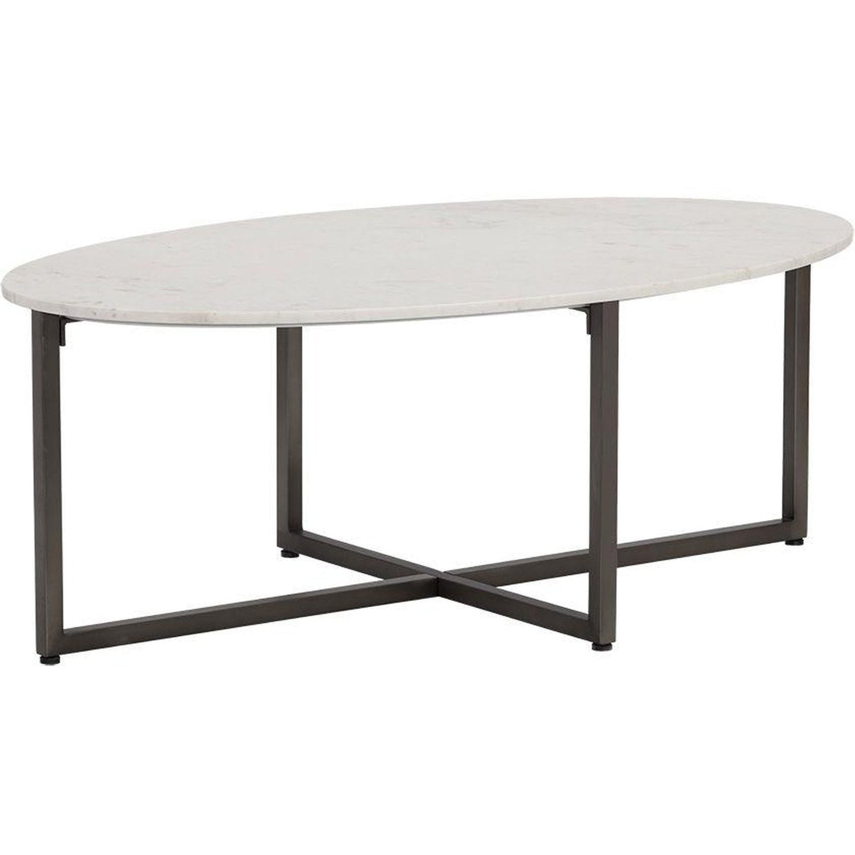 Sunpan Kiara Coffee Table - Gun Metal - White Marble